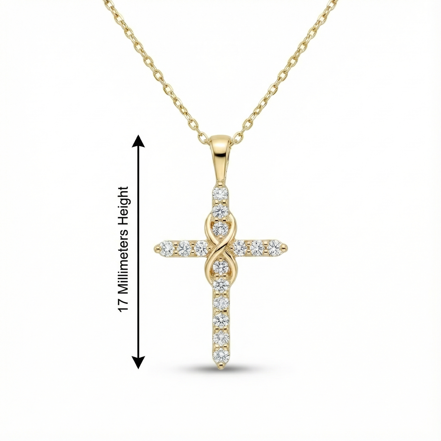 0.150 Ct 14K Solid Gold Lab-Grown Cross Necklace