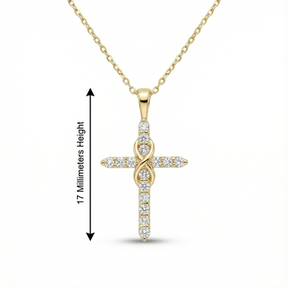 0.150 Ct 14K Solid Gold Lab-Grown Cross Necklace