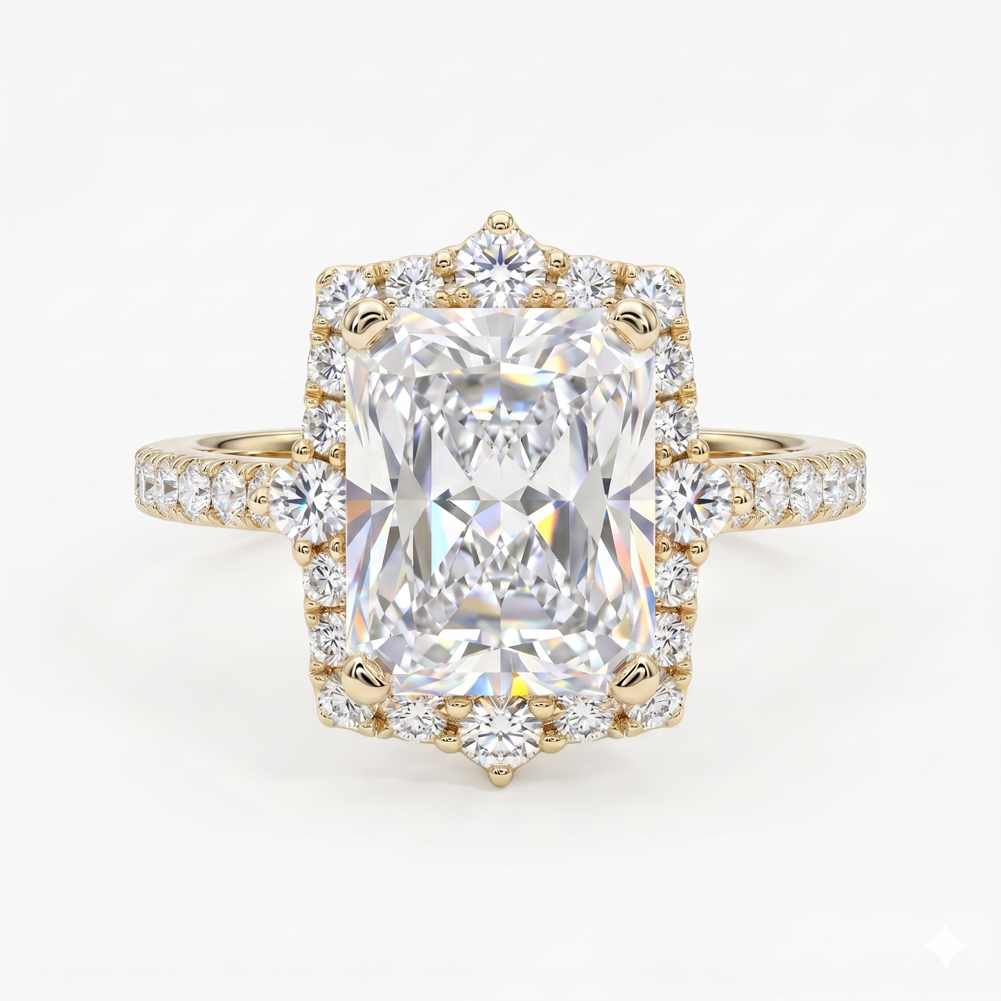 1.600 CT Radiant Cut Lab Grown Diamond Halo Engagement Ring
