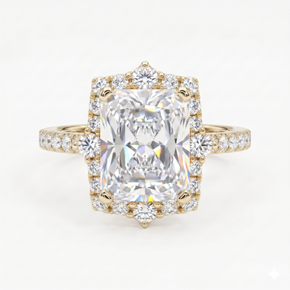 1.600 CT Radiant Cut Lab Grown Diamond Halo Engagement Ring