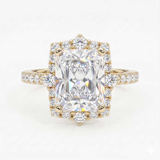 1.600 CT Radiant Cut Lab Grown Diamond Halo Engagement Ring