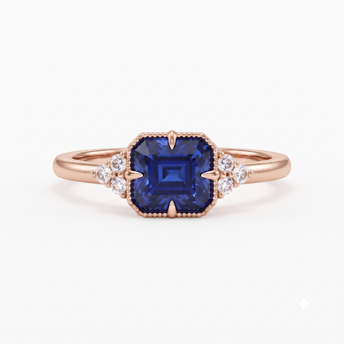London Blue Topaz Emerald Cut Lab Grown Ring