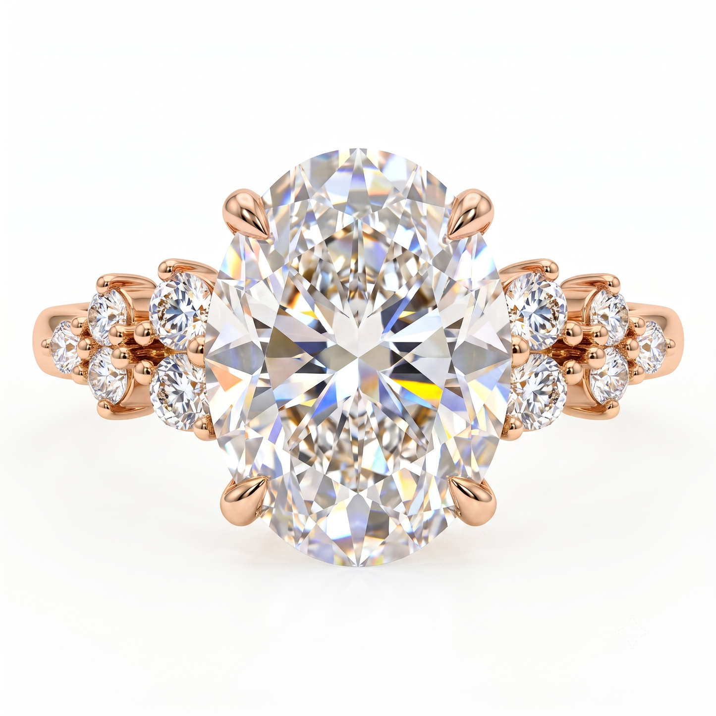2.220 CT Oval Cut Lab Grown Diamond Cluster Engagement Ring