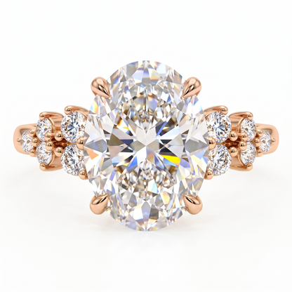 2.220 CT Oval Cut Lab Grown Diamond Cluster Engagement Ring