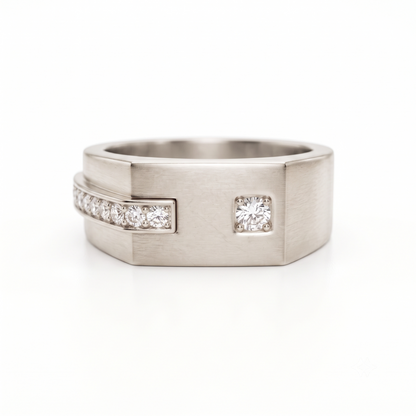 0.30 Ct Lab Grown Diamond Men's Ring | 14K Gold Wide Band Statement Ring