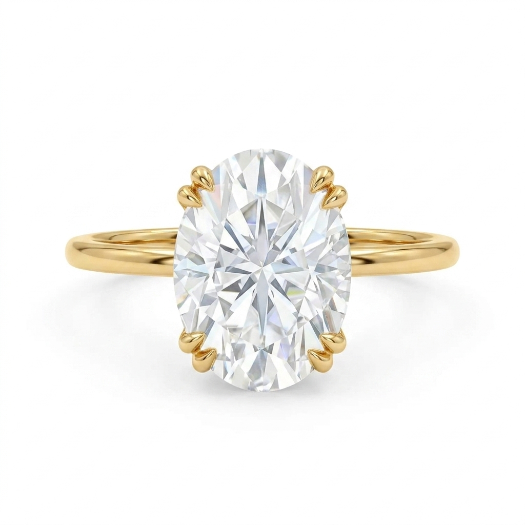 2.640 ct Vintage Oval Cut Moissanite Engagement Ring