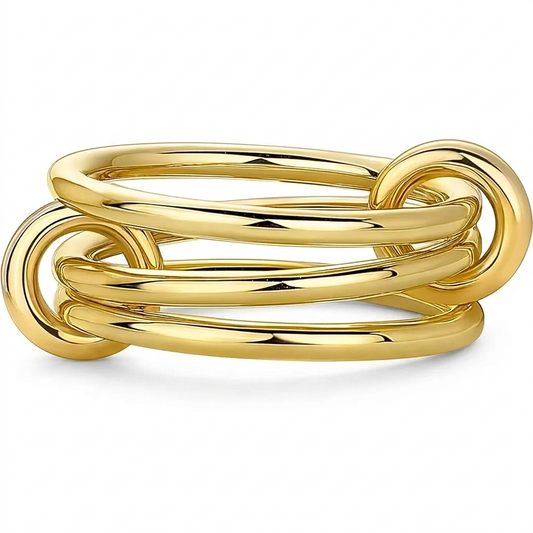 14K Two-Tone Gold Multi-Link Ring | Modern Design