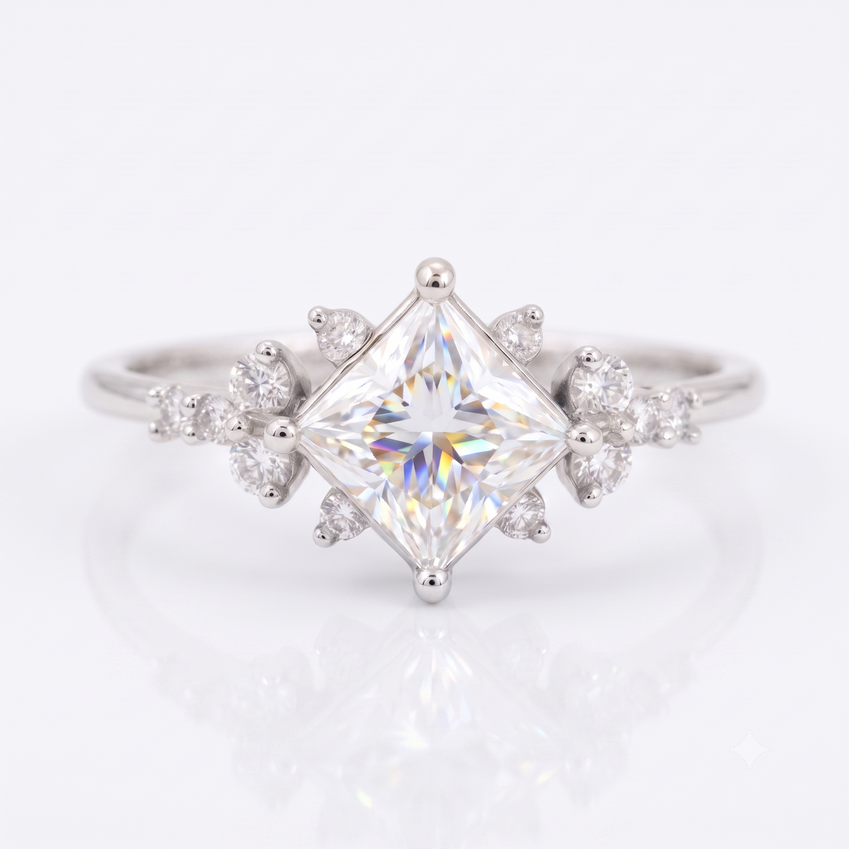 1.25 ct Princess Cut Lab Grown Diamond Engagement Ring • Vintage Rose Gold Bridal Ring