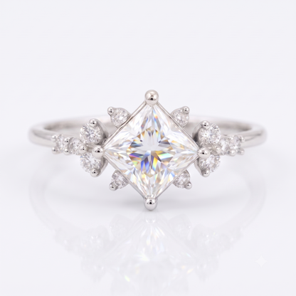 1.25 ct Princess Cut Lab Grown Diamond Engagement Ring • Vintage Rose Gold Bridal Ring