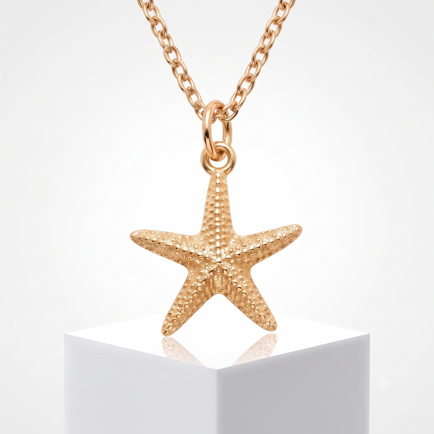 14k Gold Gold Starfish Beach Charm Necklace