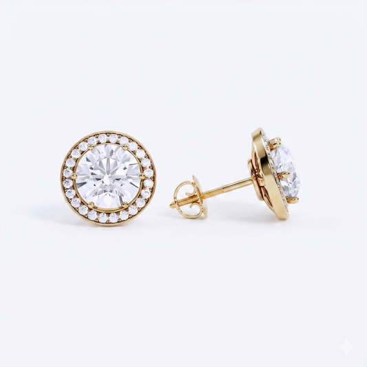 2.00ct Halo Round Cut Lab Grown Diamond Stud Earrings