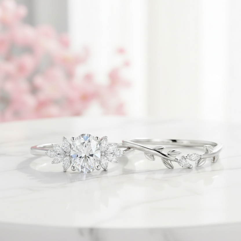 1.40 Ct Oval Lab-Grown Diamond Engagement Ring Set in Gold