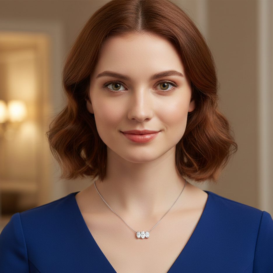 0.300 Ct Dainty  Cluster Necklace • Minimalist Gold Pendant Necklace