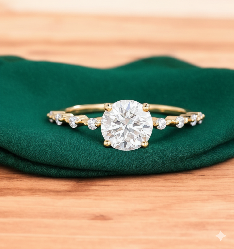 1.120 ct Round Cut Lab Grown Diamond Engagement Ring • Classic Solitaire or Halo Bridal Ring