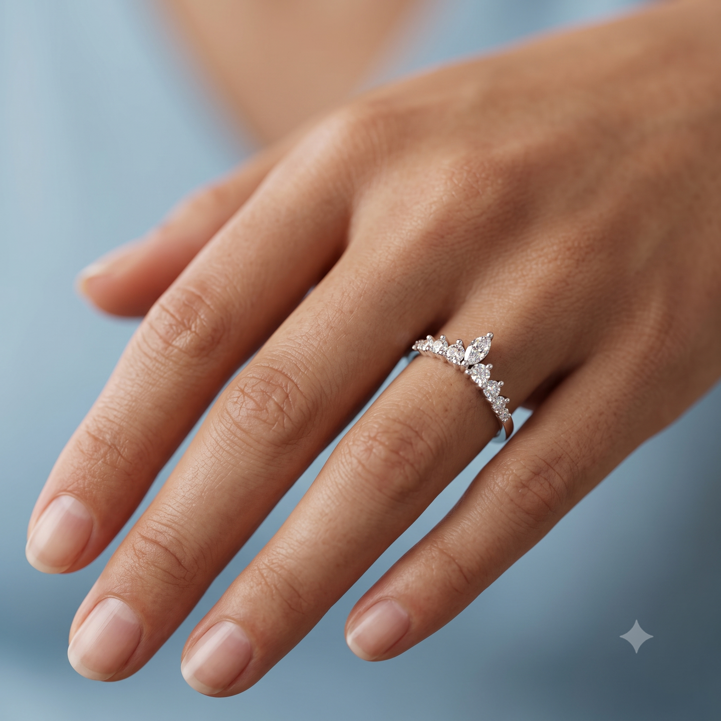 0.20 ct Marquise Lab Grown Diamond Curved Wedding Band