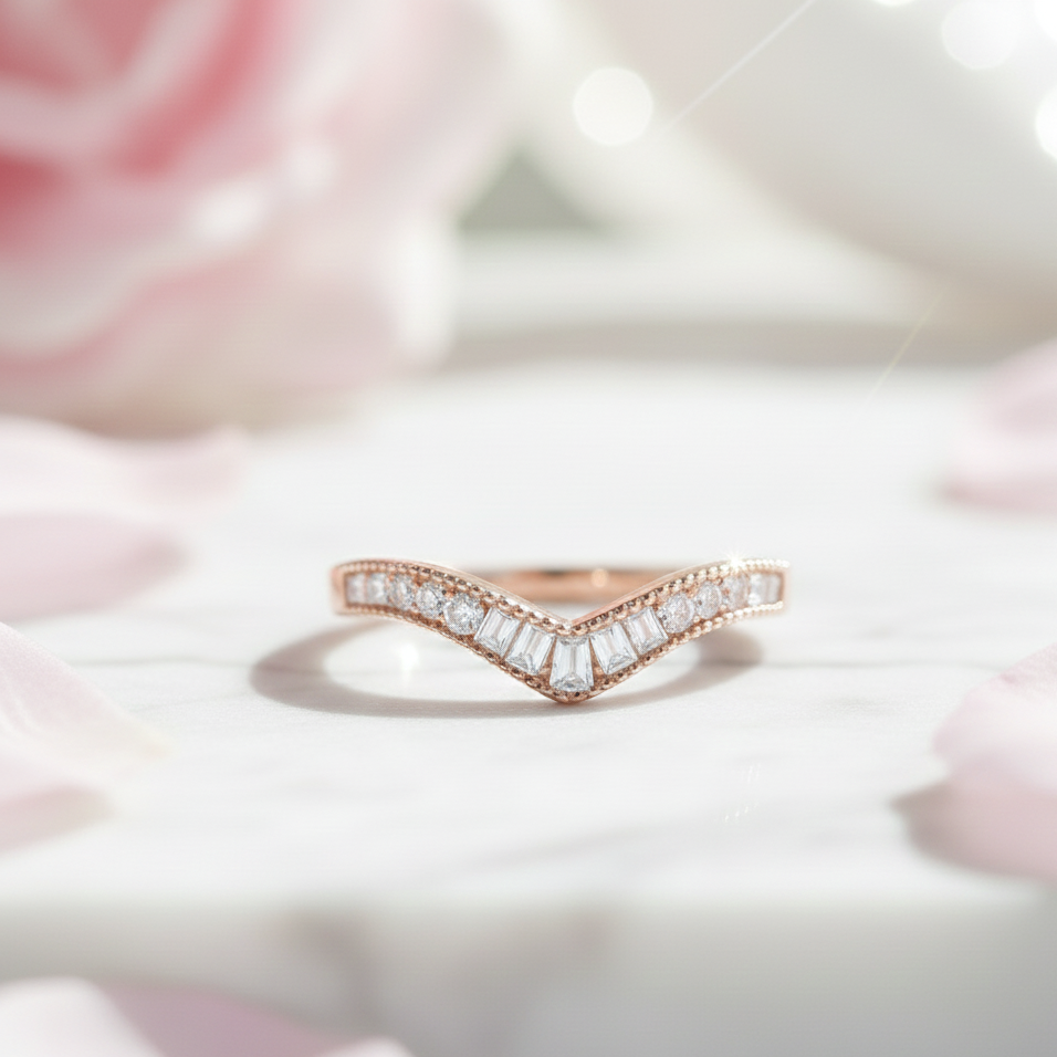 0.400Ct Curved Moissanite Wedding Band