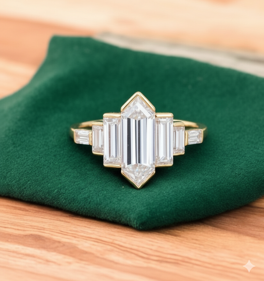 2.480 ct Hexagon Cut Lab Grown Diamond Engagement Ring