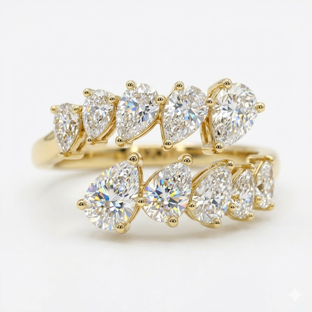 3.00ct  Pear shaped Lab-Grown wedding band Unique
