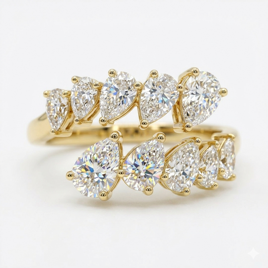 3.00ct  Pear shaped Lab-Grown wedding band Unique