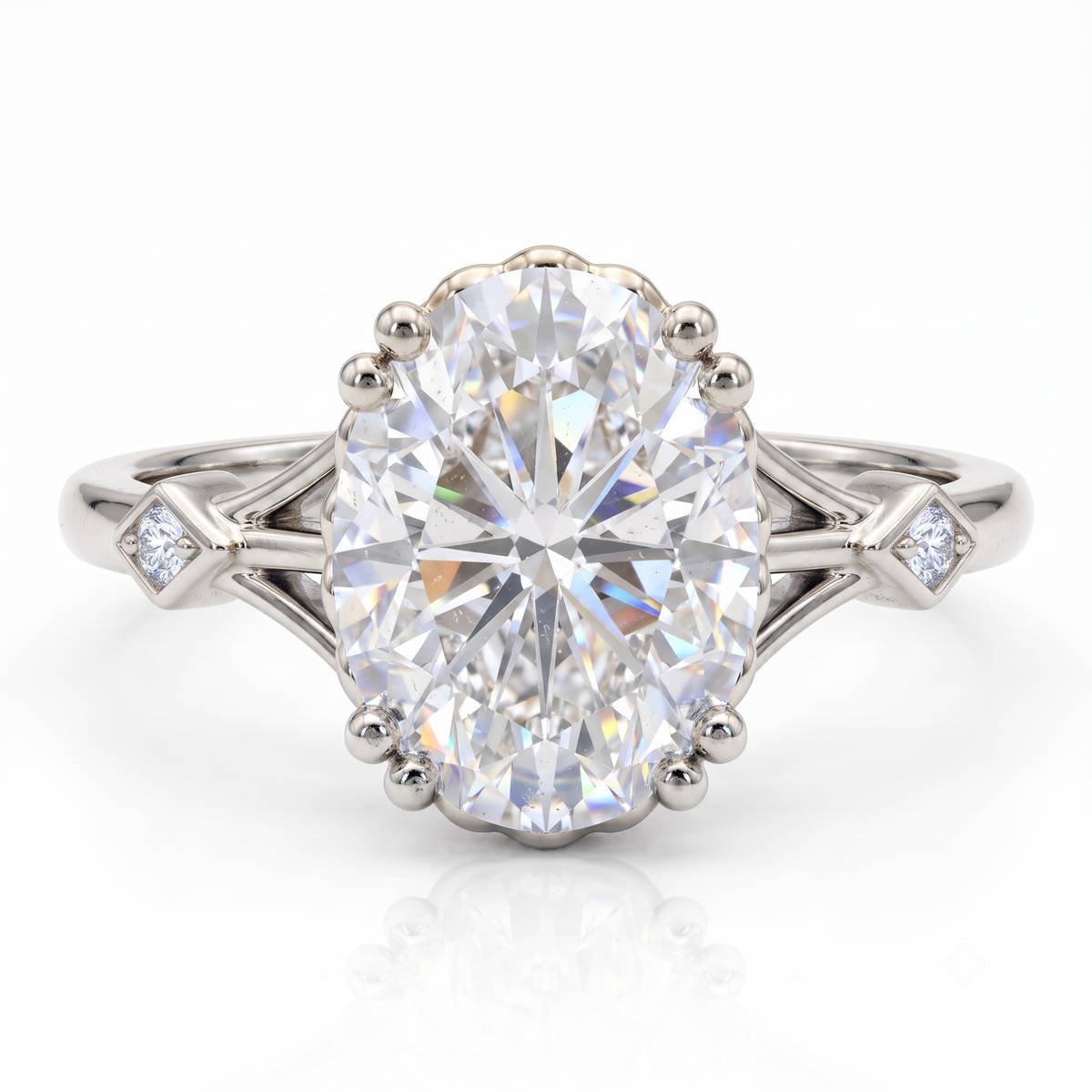 1.25 ct Oval Lab Grown Diamond Engagement Ring • Vintage Art Deco Inspired Ring