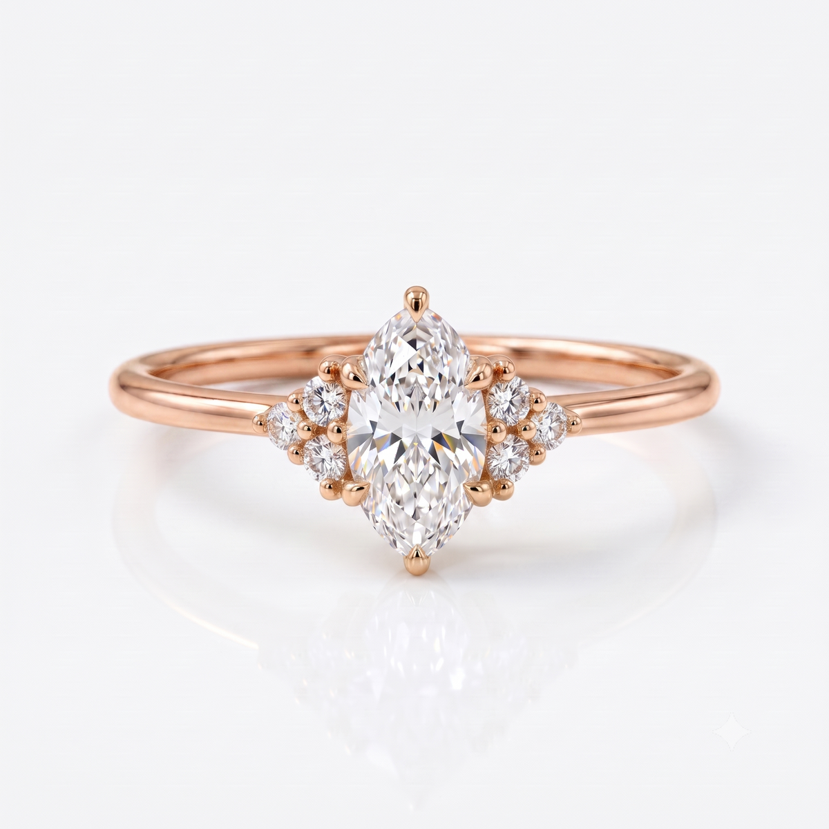 0.50ct Oval Cut Lab Grown Diamond Engagement Ring • Vintage Cluster Ring