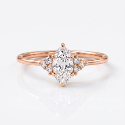 0.50ct Oval Cut Lab Grown Diamond Engagement Ring • Vintage Cluster Ring