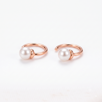 pearl hoop drop earrings​

