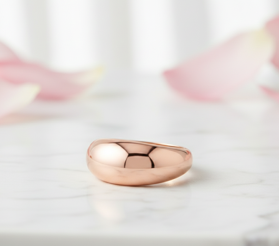 Solid 14K Gold Dome Band – Chunky Gold Dome Ring