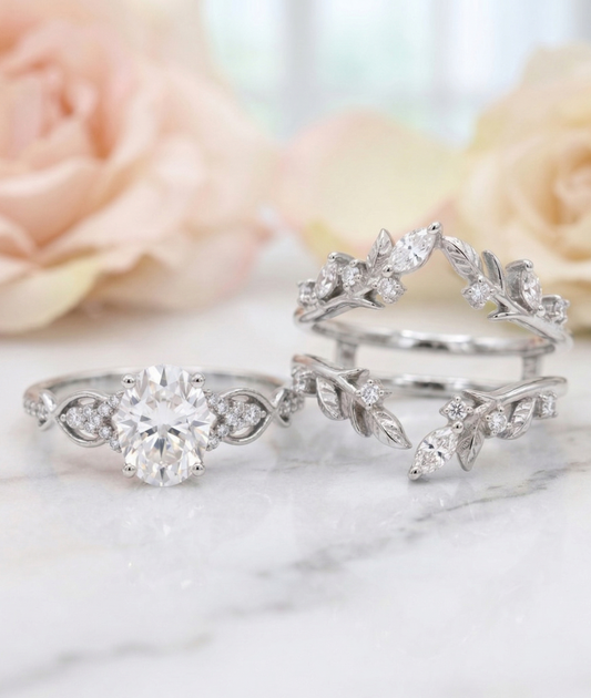 engagement ring leaf set