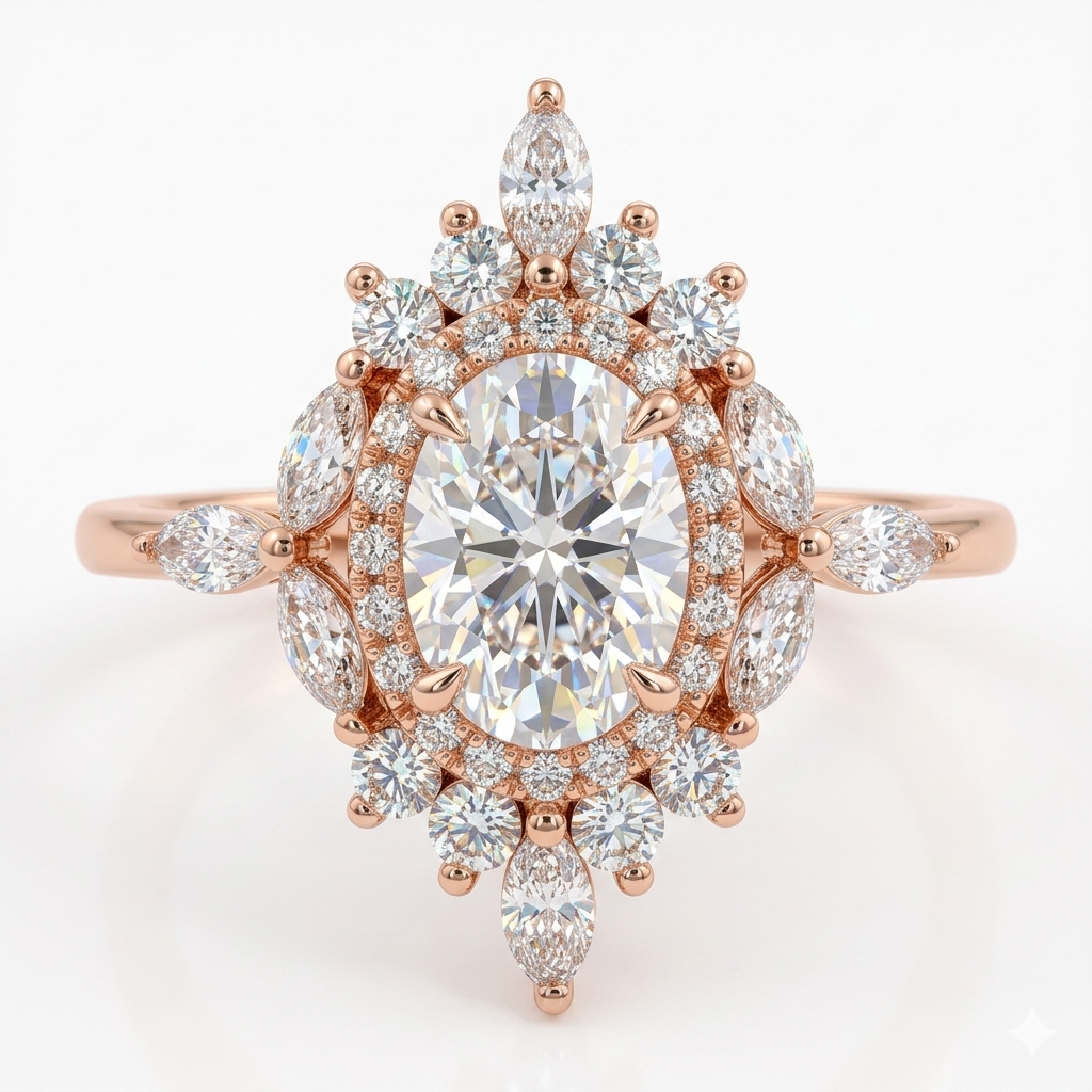 1.22 ct Oval Lab-Grown Diamond Engagement Ring – Rose Gold