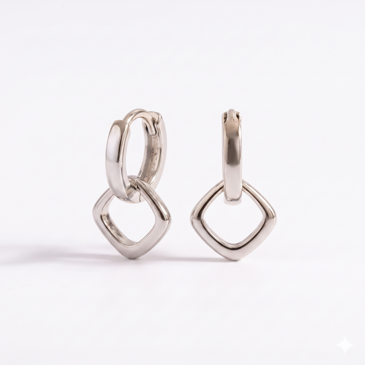 14K Gold Geometric Dangle Hoop Earrings - Amavida Jewels