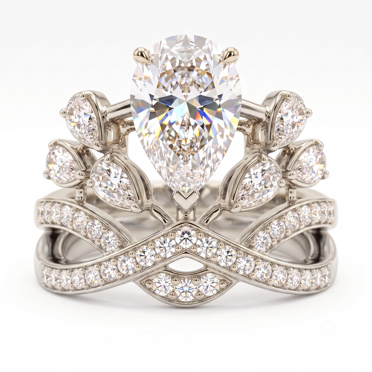 pear cut lab grown diamond ring