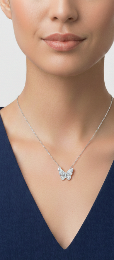 0.300 Ct Butterfly Pave Lab-Grown Diamond Necklace