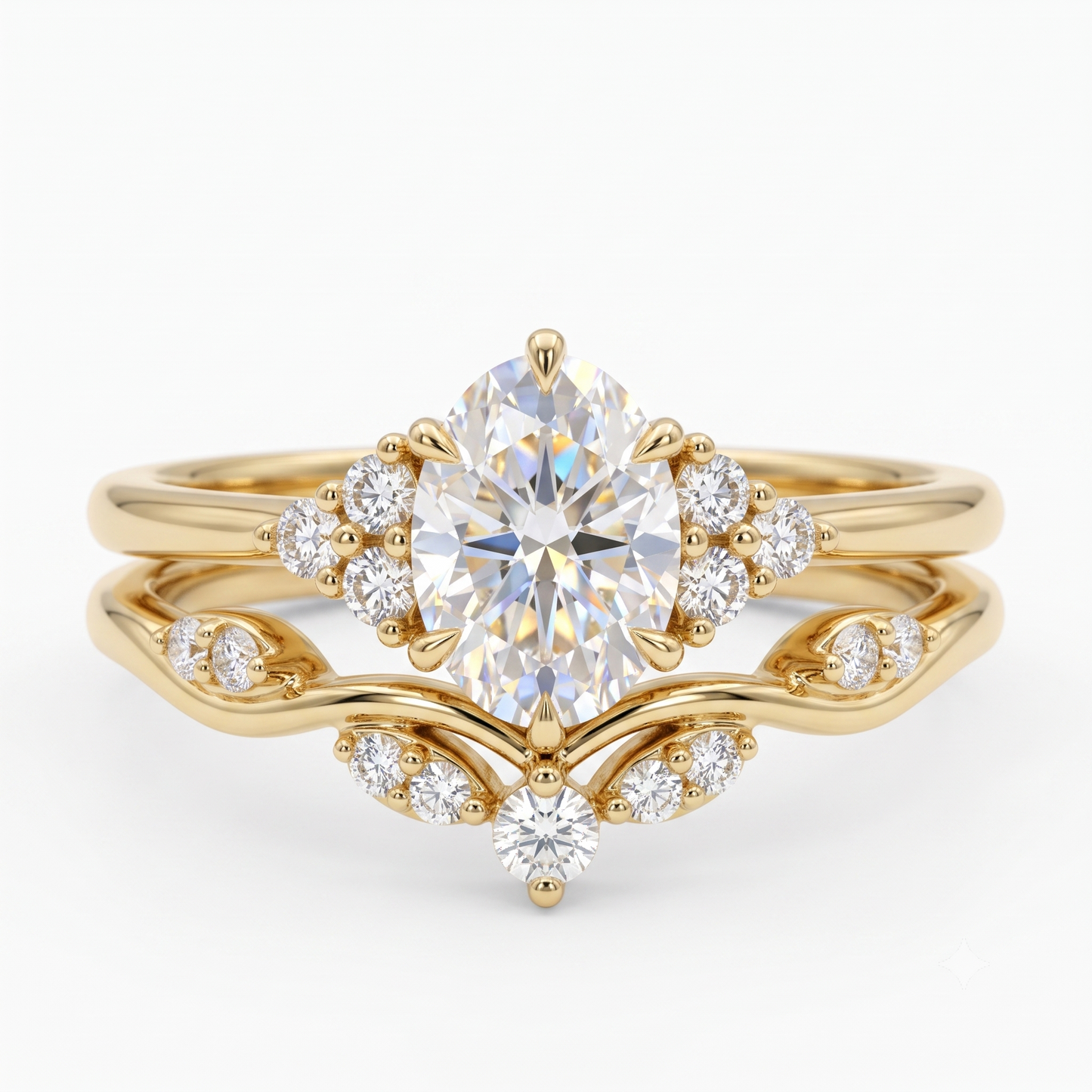 0.66CT Oval Cut Lab Grown Diamond Engagement Ring Set
