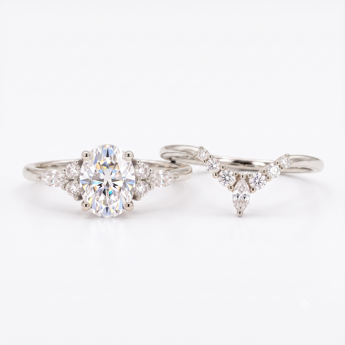 1.690 CT Oval Cut Lab Grown Diamond Engagement Ring Set