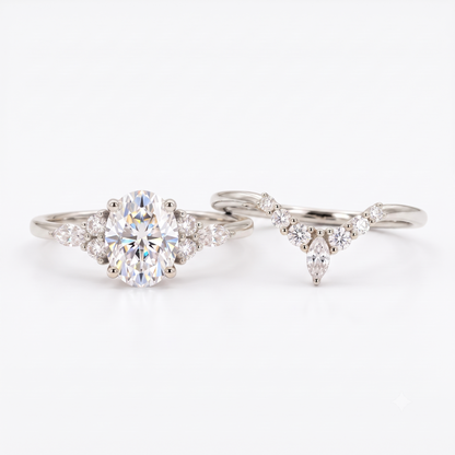 1.690 CT Oval Cut Lab Grown Diamond Engagement Ring Set