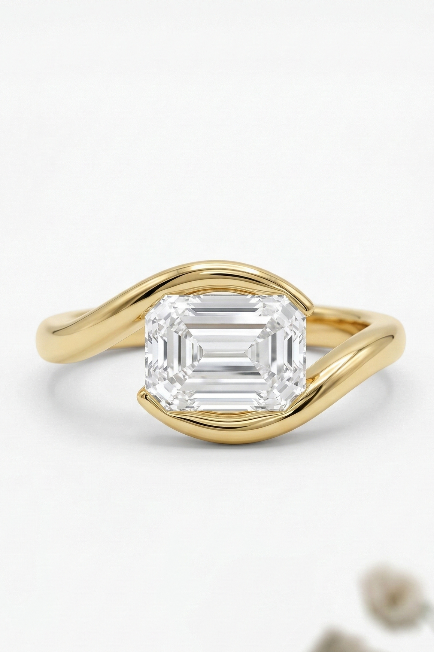 2 CT Emerald Cut Lab Diamond Bypass Engagement Ring