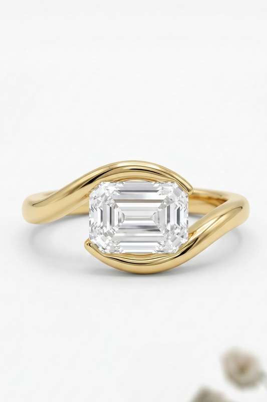 2 CT Emerald Cut Lab Diamond Bypass Engagement Ring
