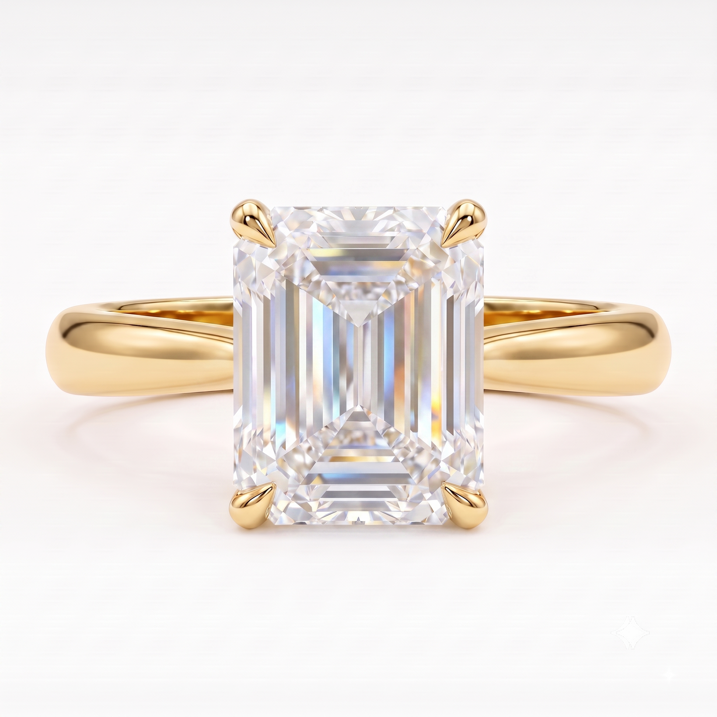1.00ct Emerald Cut Lab Grown Diamond Engagement Ring, 14K Gold Solitaire Ring