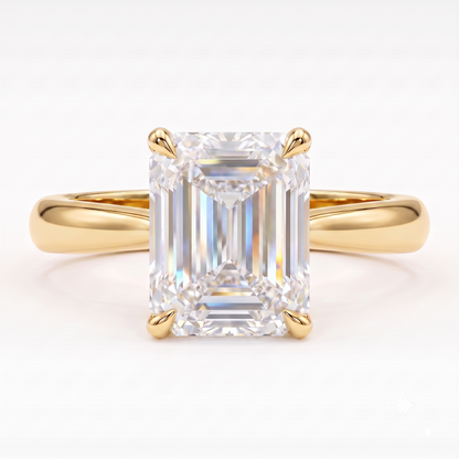 1.00ct Emerald Cut Lab Grown Diamond Engagement Ring, 14K Gold Solitaire Ring