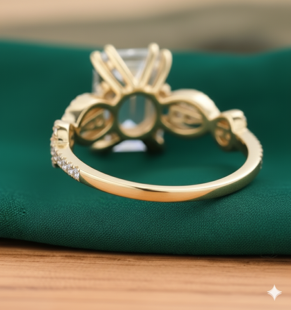 1.6CT Emerald Cut Lab Grown Diamond Engagement Ring