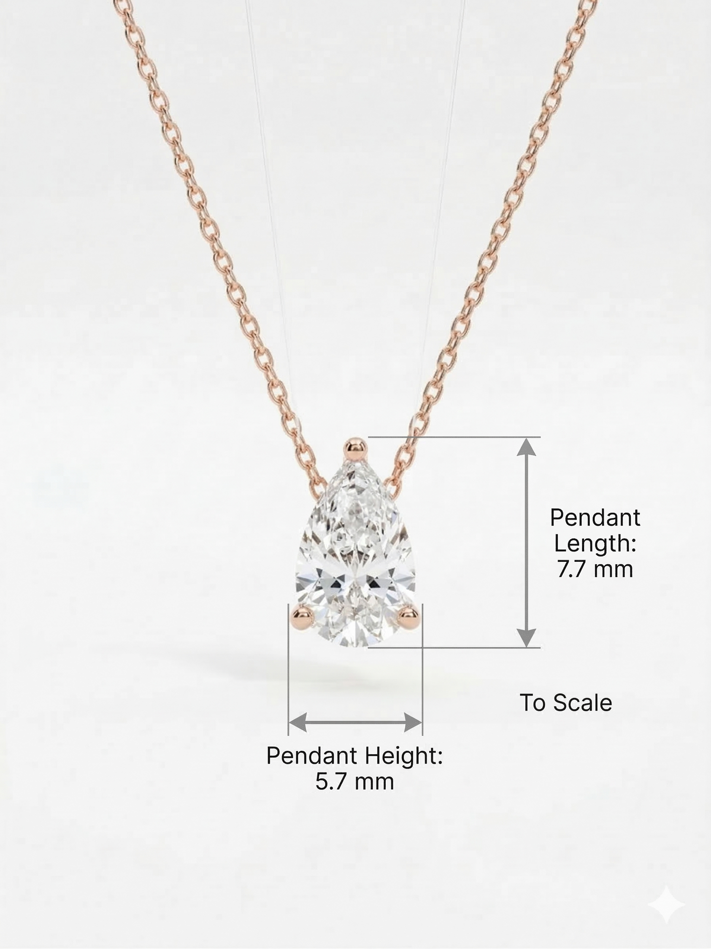 1 Carat Pear Lab Grown Diamond Pendant Necklace