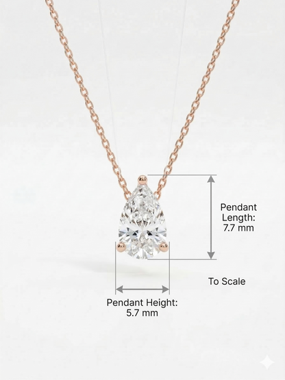 1 Carat Pear Lab Grown Diamond Pendant Necklace