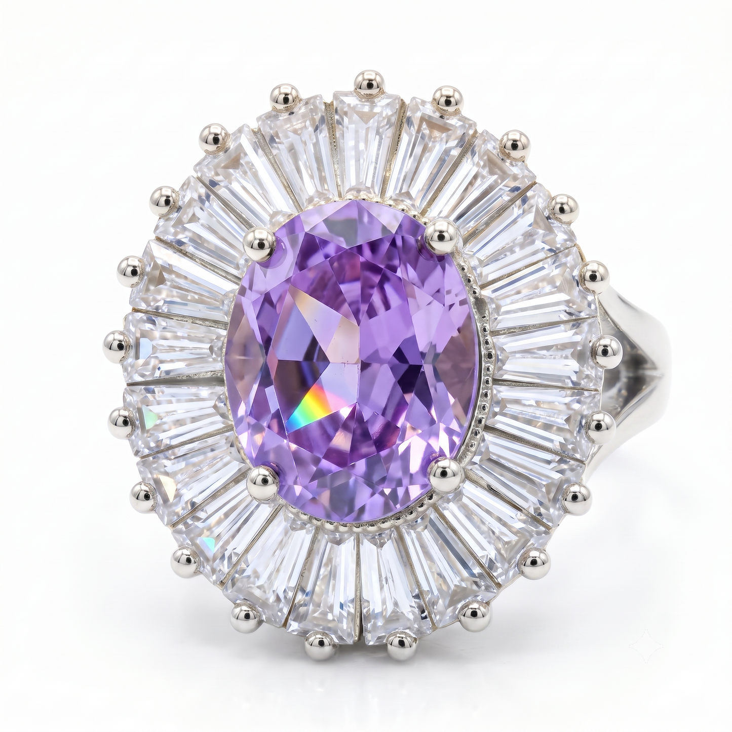 5.110 CT Oval Amethyst Halo Engagement Lab Grown Diamond