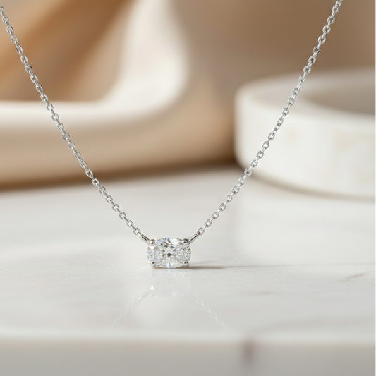 0.500ct Oval Cut Lab Grown Diamond Solitaire Necklace