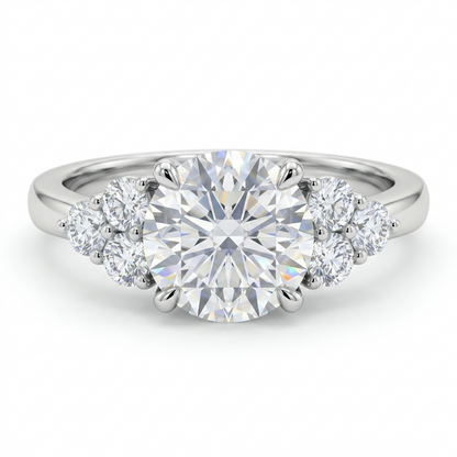 0.90 ct Round Cut Lab Grown Diamond Cluster Engagement Ring • Bridal Wedding Ring