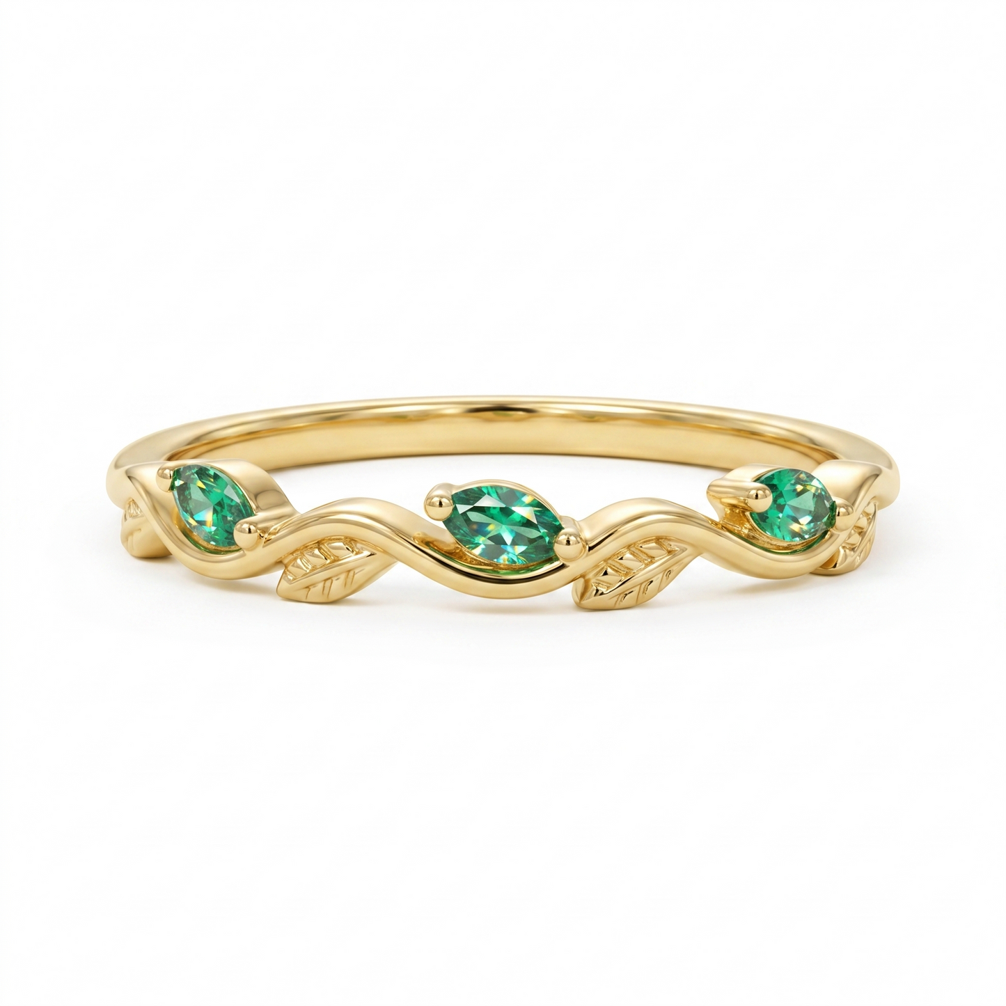 0.090 ct Marquise cut Lab Emerald wedding band