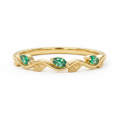 0.090 ct Marquise cut Lab Emerald wedding band