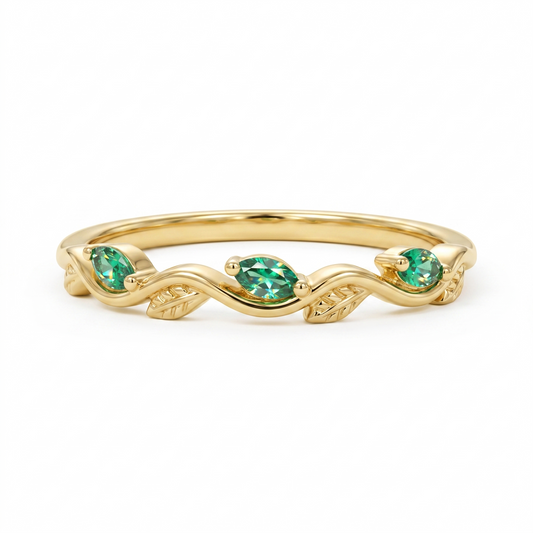 0.090 ct Marquise cut Lab Emerald wedding band