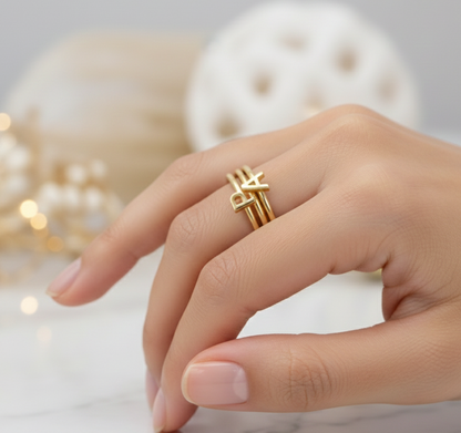 Custom Initial Ring – Personalized Letter Gold Ring